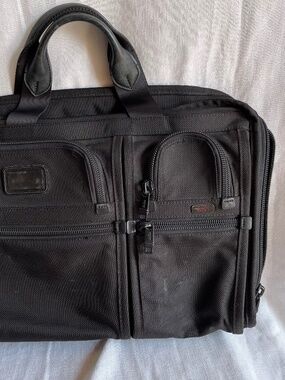 Tumi Black Nylon Business Briefcase with Dual Front Pockets